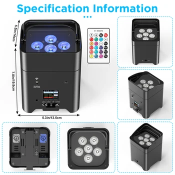 U'King 4PCS 6x18W 6IN1 RGBAW+UV Par Light with Bag DMX Remote Control WiFi Par Light Wireless LED Stage Light for DJ Bar Party 6