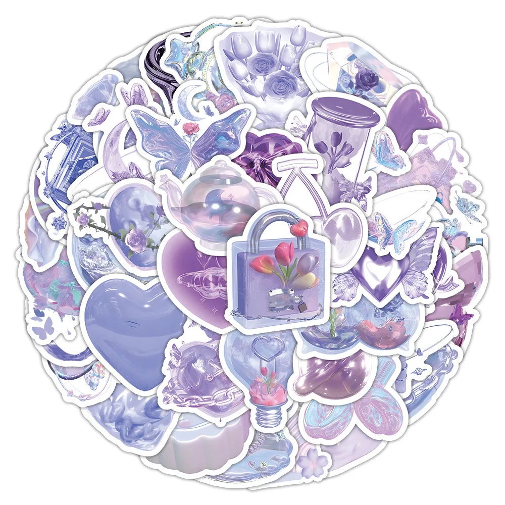 

10/30/63PCS Cute INS Style Laser Purple Cartoon Stickers DIY Skateboard Guitar Suitcase Freezer Motorcycle Classic Toy Sticker