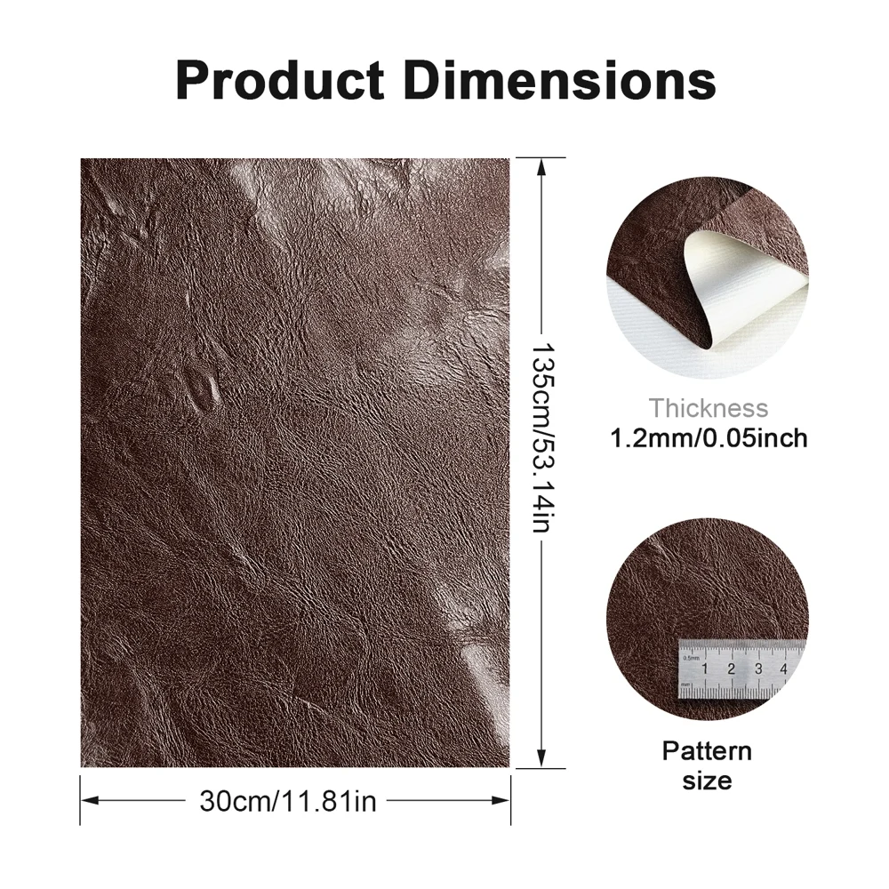 30x135cm 빈티지 디스트레스드 합성 가죽 시트 1.2mm 두께 바닥 원단, 재봉 용품, 가구 테두리, 소파 수리용