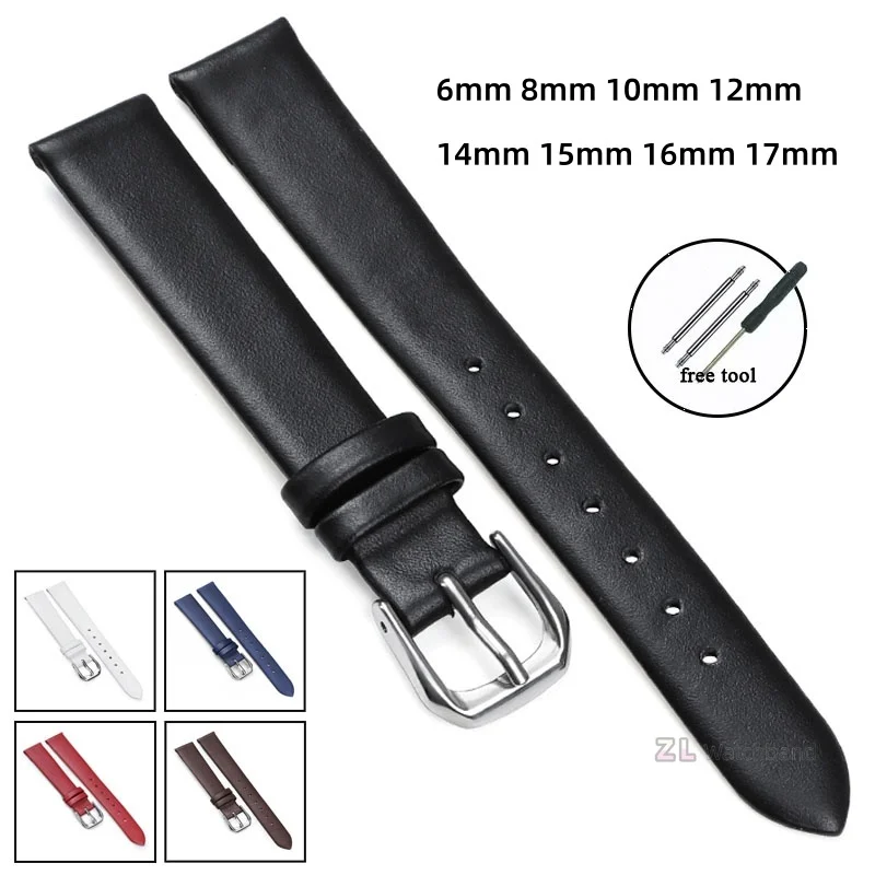 Elegant Retro Genuine Leather Watch Strap - Women's Small Size Variety