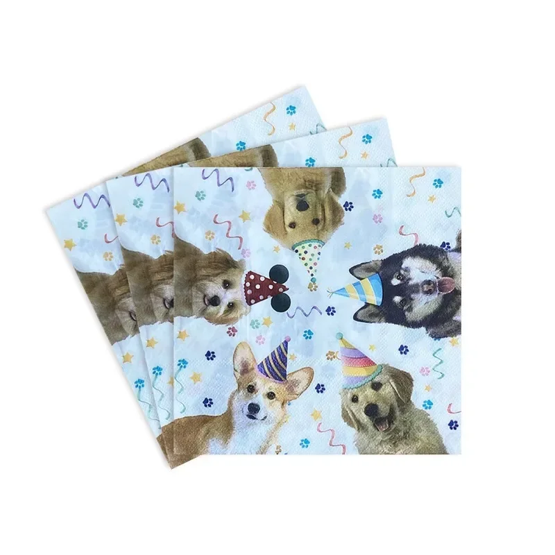 Pet Dog Printed Paper Napkins 10/20pcs 33*33cm 2-Ply Children's Pet Themed Party Napkins Decorative Paper Placemats