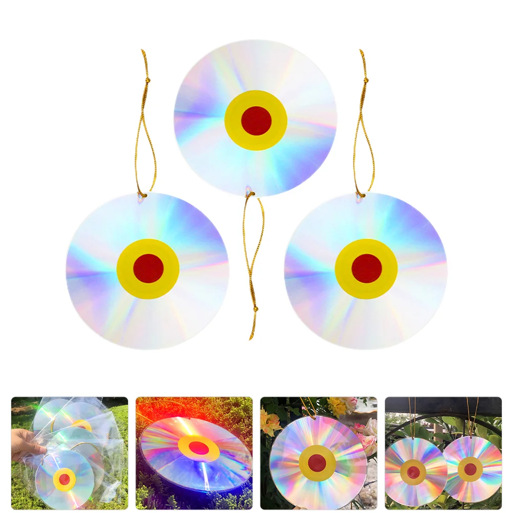 

3 Pcs Garden Decoration CD Hanging Outdoor Reflective Disks Bird Discs Scare The Birds