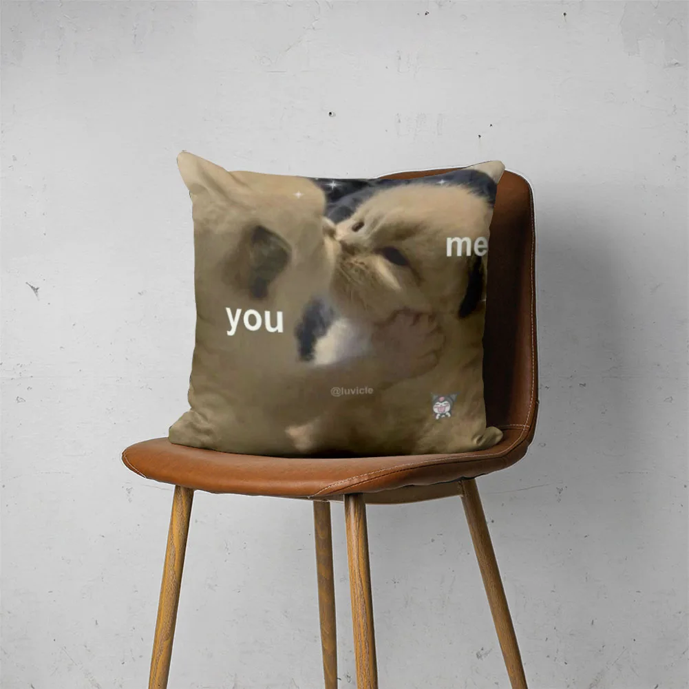 

CAT MEME PILLOW 002 Customizable Bedroom Bed Sofa Hotel Car Lumbar Pillow Fashion Decorative Pillow Cover