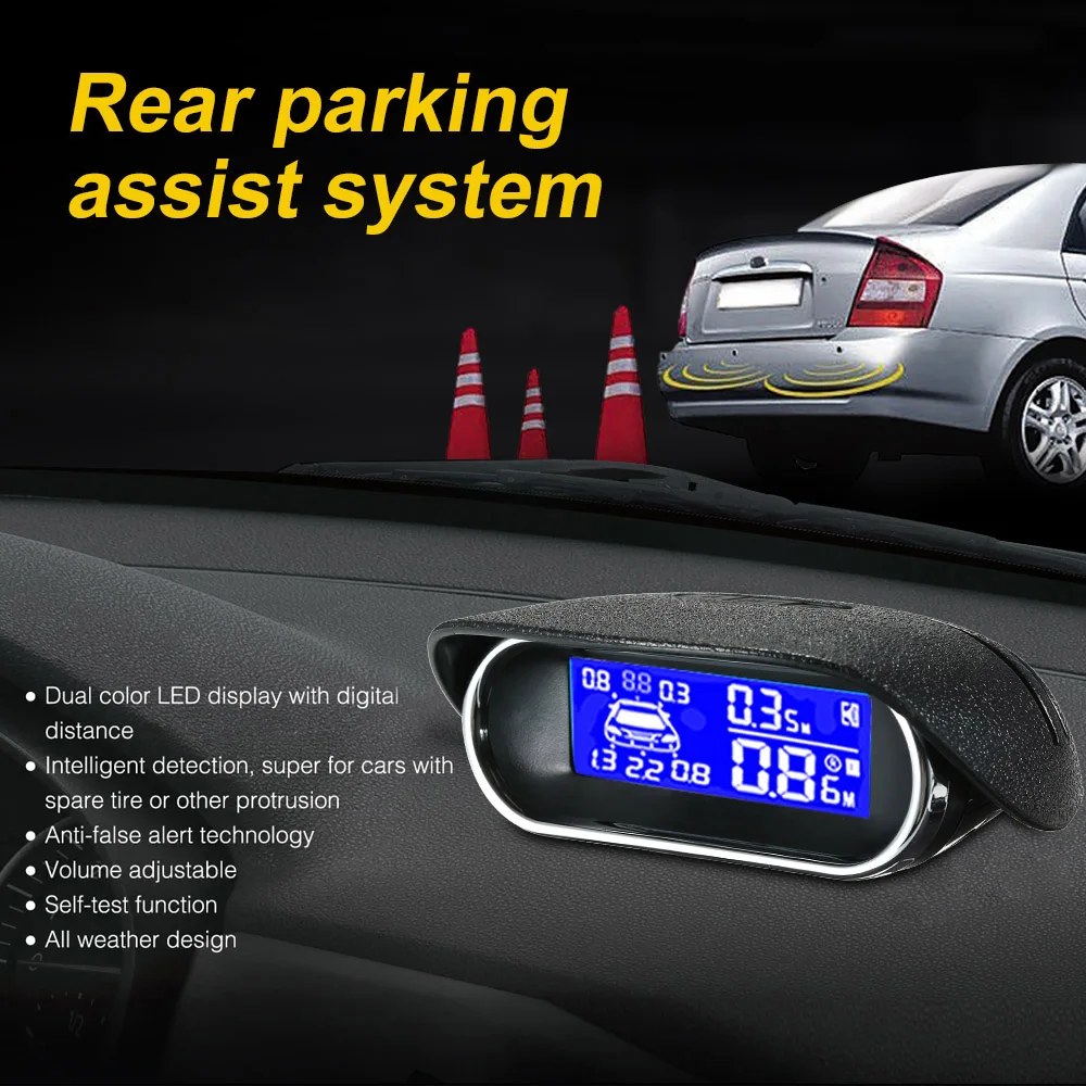 Car Reverse Backup Radar System Parking Sensors 8 Sensors Electronics Cars Parking Assistance Reversing Radar LCD Display