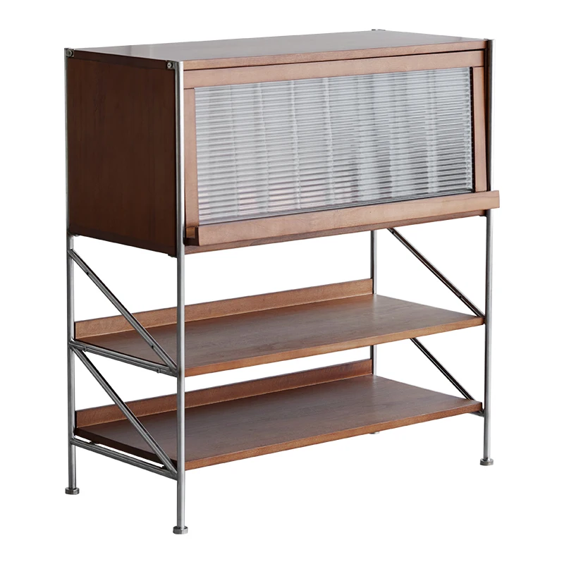 

Vintage single bookcase magazine cabinet storage flip door glass minimalist display cabinet