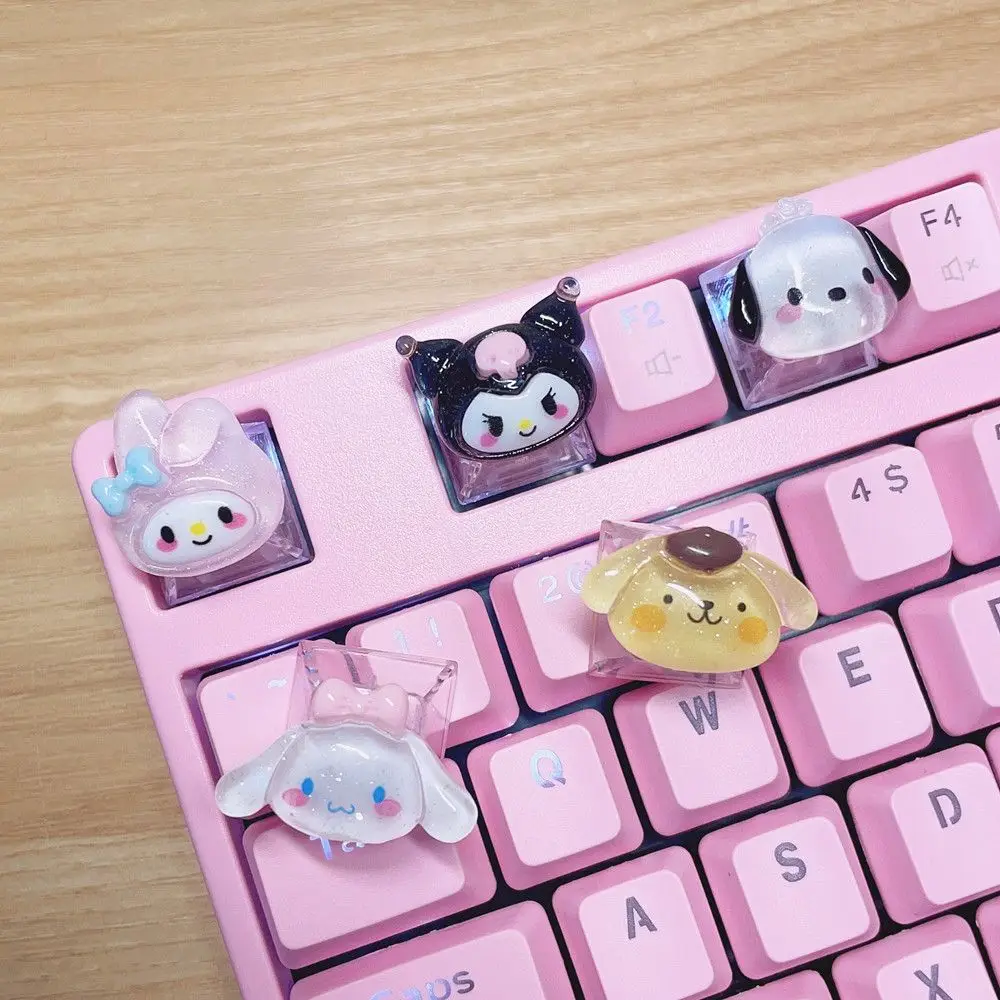 Фото Мультяшная Kuromi Melody Cinnamoroll ненепрозрачная игровая клавиатура Cherry Axis колпачки для механической клавиатуры Cherry MX №2