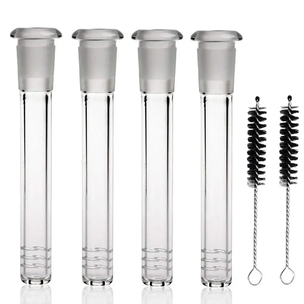 4 Pcs 4.7" Clear Glass DownStem Diffuser 14mm Male Down Stem with 2 Cleanning Brushes