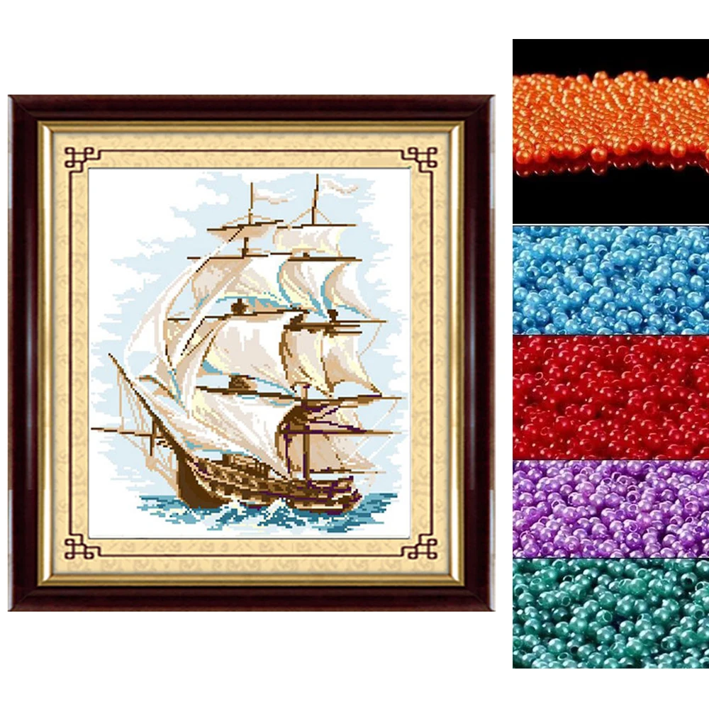 Diy bead embroidery kits beadwork circuits crafts pearl embroidery embroidery  beads printed cotton canvas Stitch Sailing - AliExpress