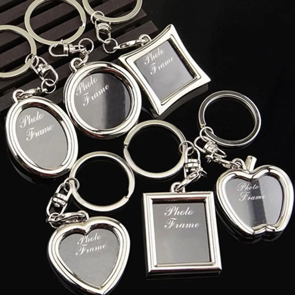 

Photo Keychain Mini Metal Alloy Photo Frame Keychain Clear Picture Insert Blank Keyrings Christmas Tree Decor Photo Frame