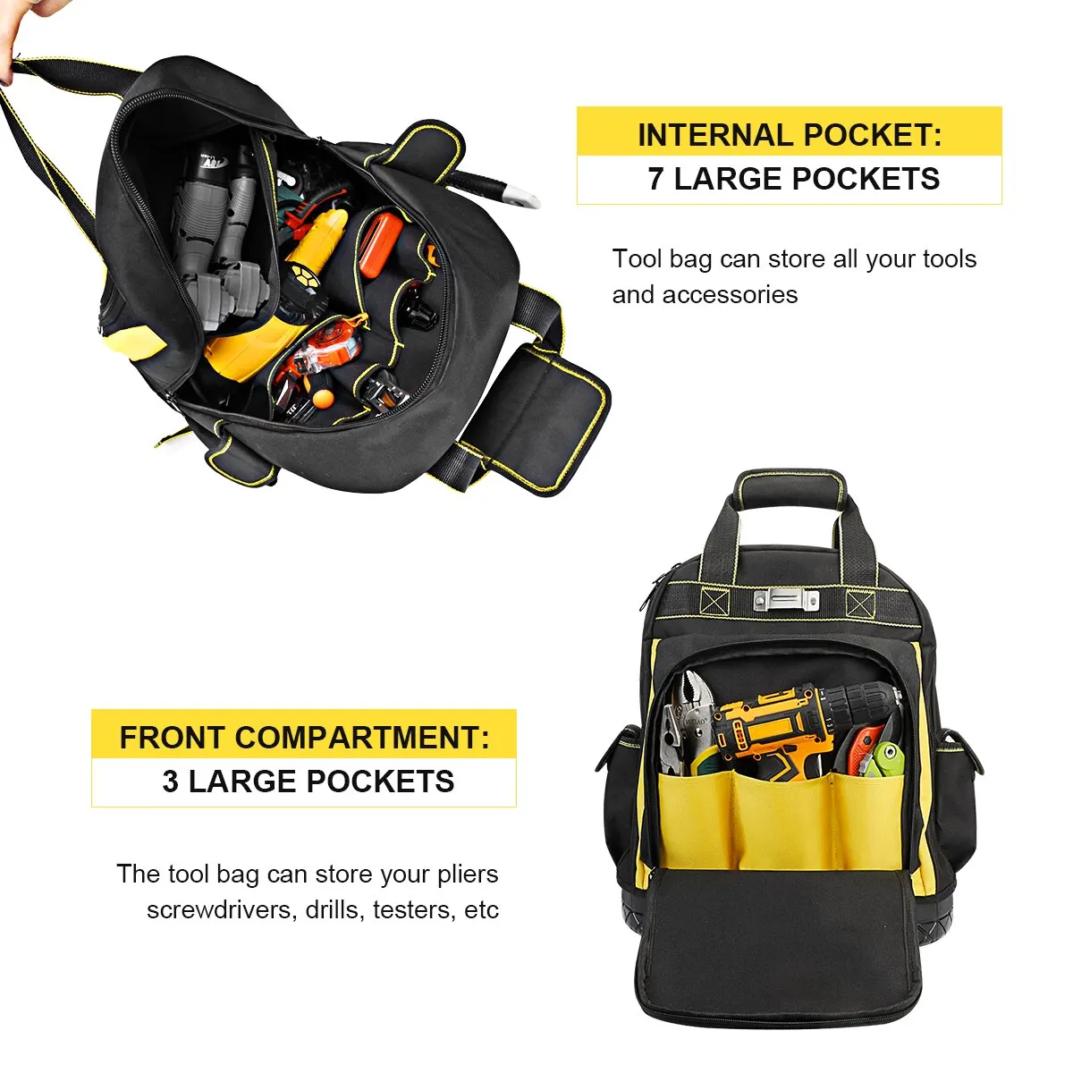 Heavy Duty Tool Backpack for Electricians & Plumbers Waterproof Tool