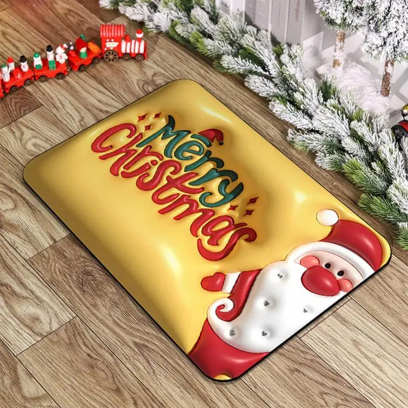 외부 미끄럼 방지 샤워 러그, 흡수성 목욕 러그, 속건성 및 부드러운 문짝 매트, 메리 크리스마스 3D 욕실 매트