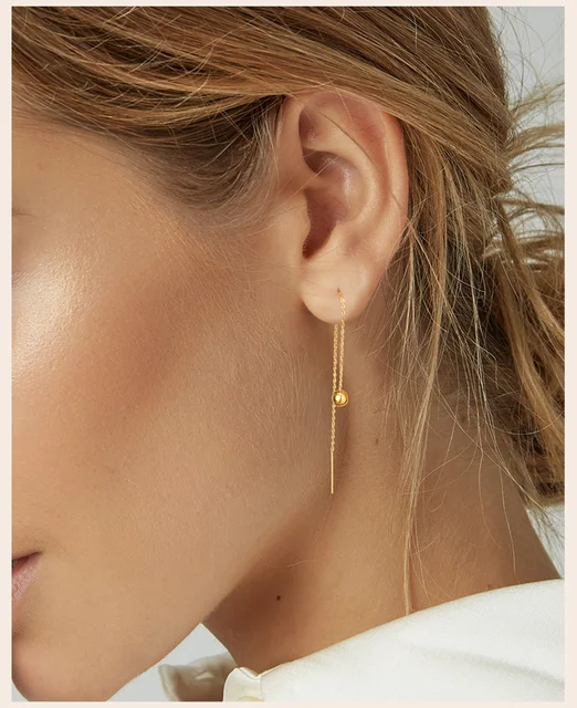 Threader Earrings 925 Sterling Silver Threaded Thread Cubic - Canada