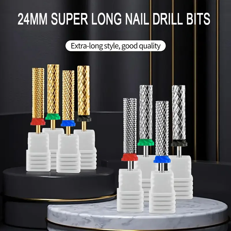 

24mm Barrel Carbide Super Long Nail Drill Bits Electric Drills Accessories Manicure Bit Tool Dead Skin Cuticle Milling Cutter