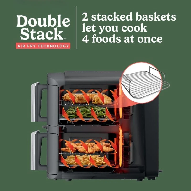 DoubleStack XL Smart 2-Basket Air Fryer, Smart Cook System, DoubleStack Technology Cook 4 Foods At Once, Space Saving Design 2