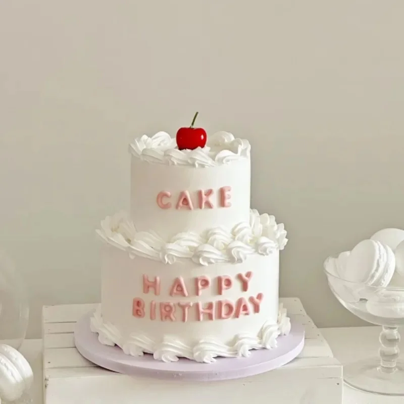 Retro Double Layer Simulation Cake Model Fake Cake 6/8 Inch Plastic Foam Dessert Display Birthday Props Wedding Party Decor food model