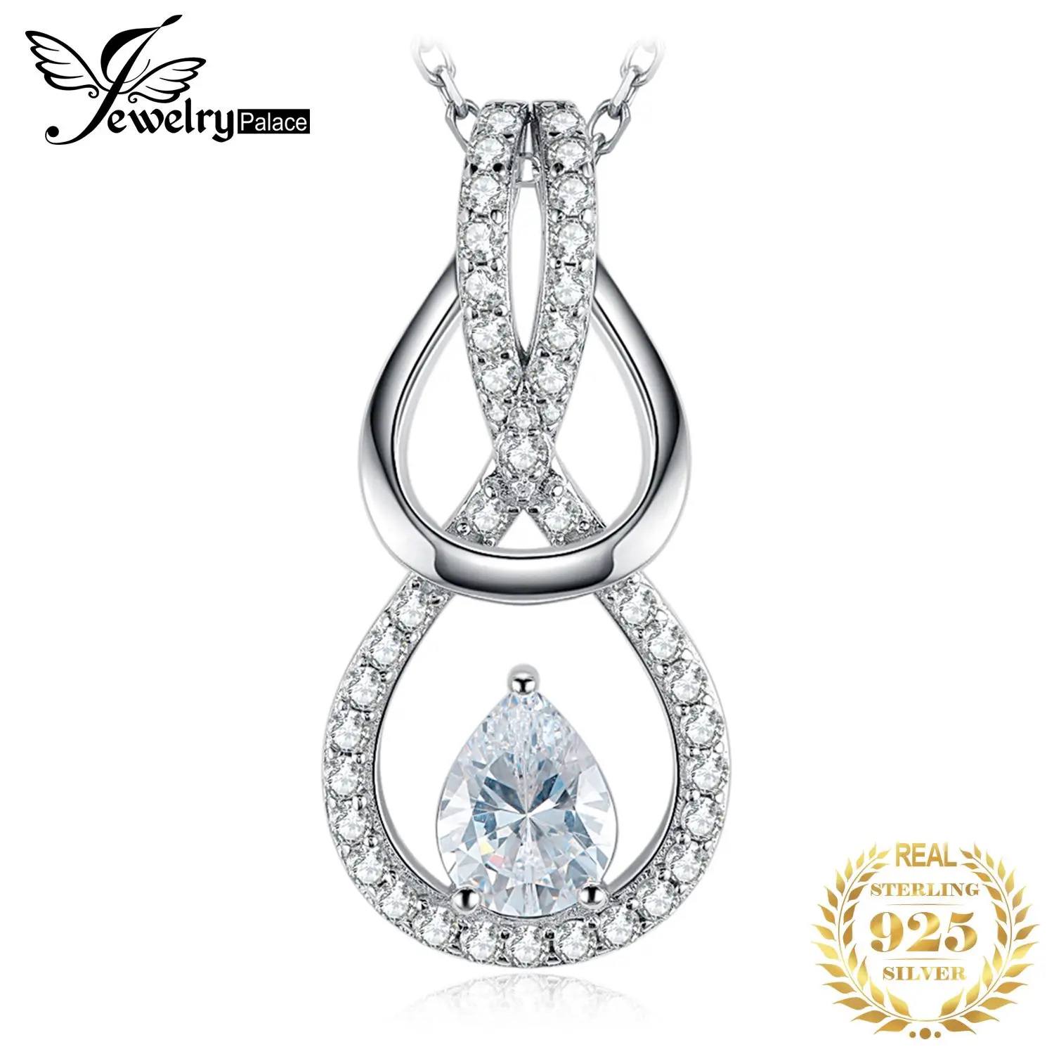 JewelryPalace New Arrival Infinity Love Knot 2.6ct Gemstone 925 Sterling Silver Pendant Necklace for Woman Classic Gift No Chain