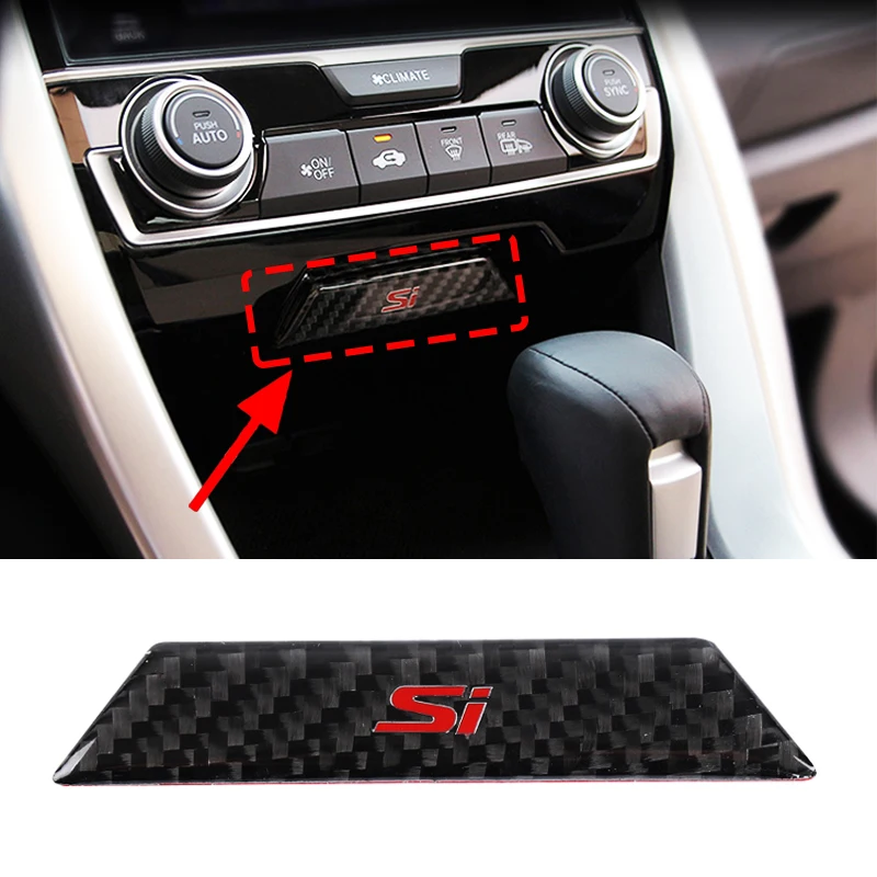 Storage Box Trim Sticker For Honda Civic 10th Gen 2016-2021 Interior Carbon Fiber Si Emblem Decal Car Storage Box Sticker Trim 2
