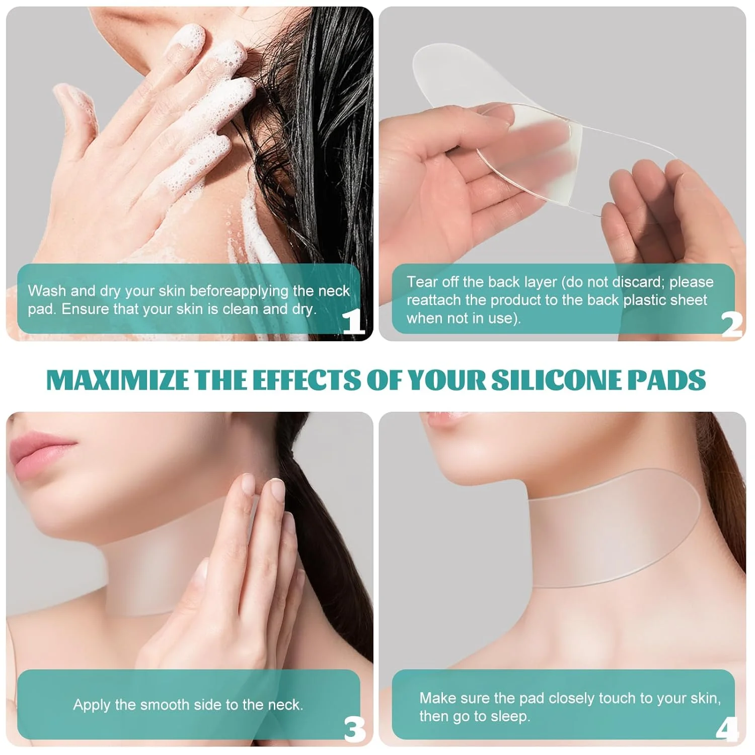 Reusable Silicone Care Neck Pad Neck Tape Wrinkle Forehead Pads for Neck Wrinkle Treatment Prevention Anti Wrinkle Remover