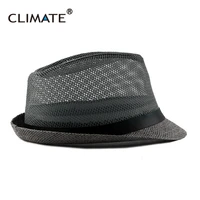 CLIMATE Summer Cool Fedora Men Retro Cool Straw Bowler Hat Breathable Paper Vintage Hat for Men Summer Solid Fedoras Top Hat Cap 3