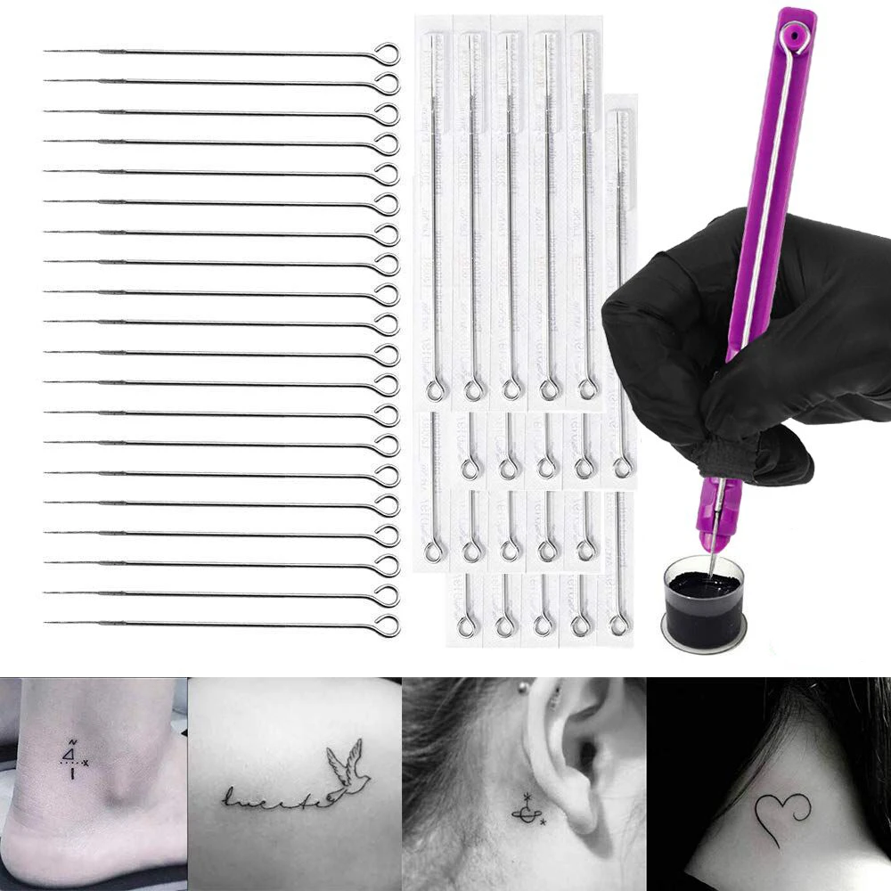 DIY Tattoo Hand Poke and Stick Tool Kit With Tattoo Needle Holder Ink Cup Glover Grommet Bandage Set for Tattoo Beginner Kit - 5