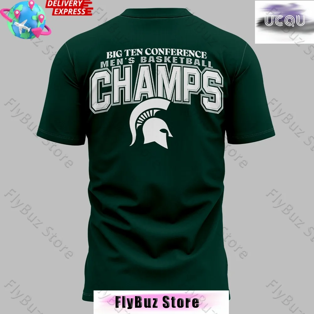 Michigan State Spartans Big Ten Champions 25 Green Men T-Shirt Fashion Street Quick-Drying Training Suit T-Shirt Children Adult