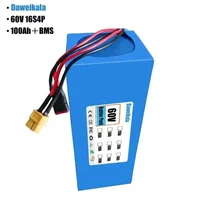 Batterie au lithium 60V 16s4p, batterie 60V 100Ah 2000W, BMS + chargeur intégrés 50A, batterie longue durée, transport aérien mondial 4