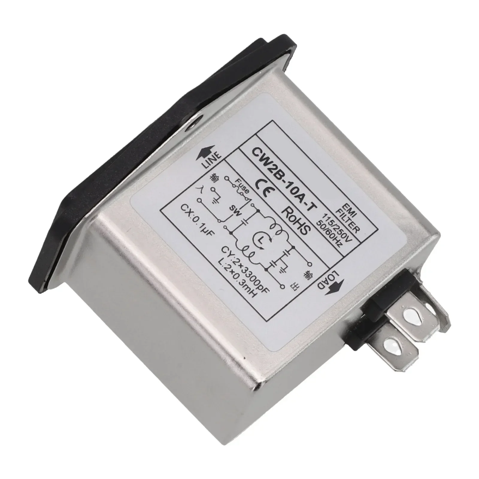 Power Filter IEC Socket Type Metal Power Filter With Light Safety Switch For Equipment 3A 6A 10A Black New