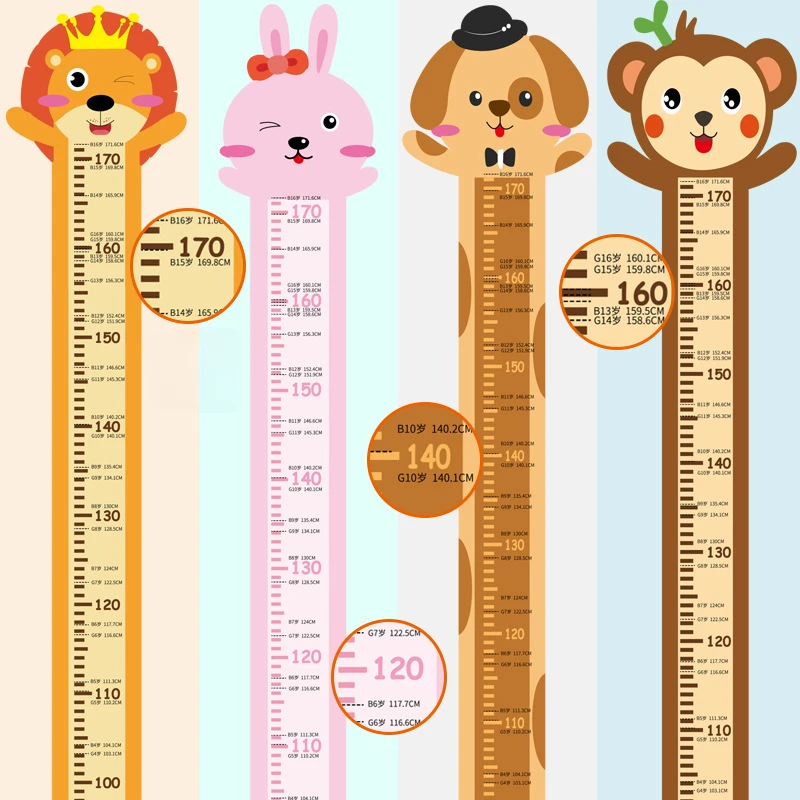 Animal Height Stickers Series Children's Room Kindergarten Children's Place Decoration Wall Stickers