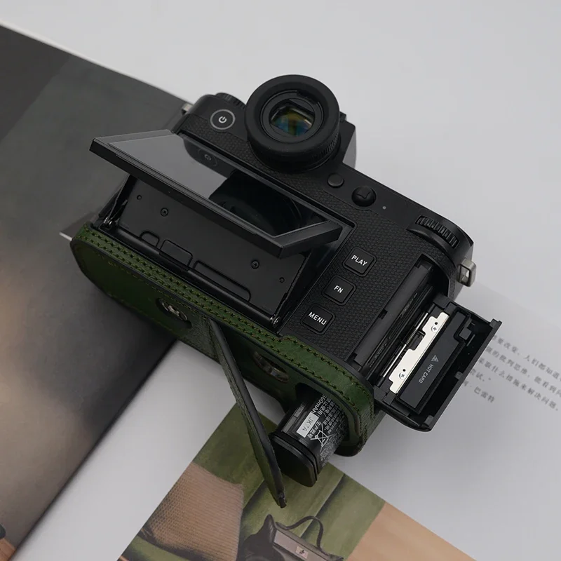 本革は手作り カメラケース LEICA ライカ SL2用 高品質手作り本革カメラハーフケース牛革バッグボディボックス