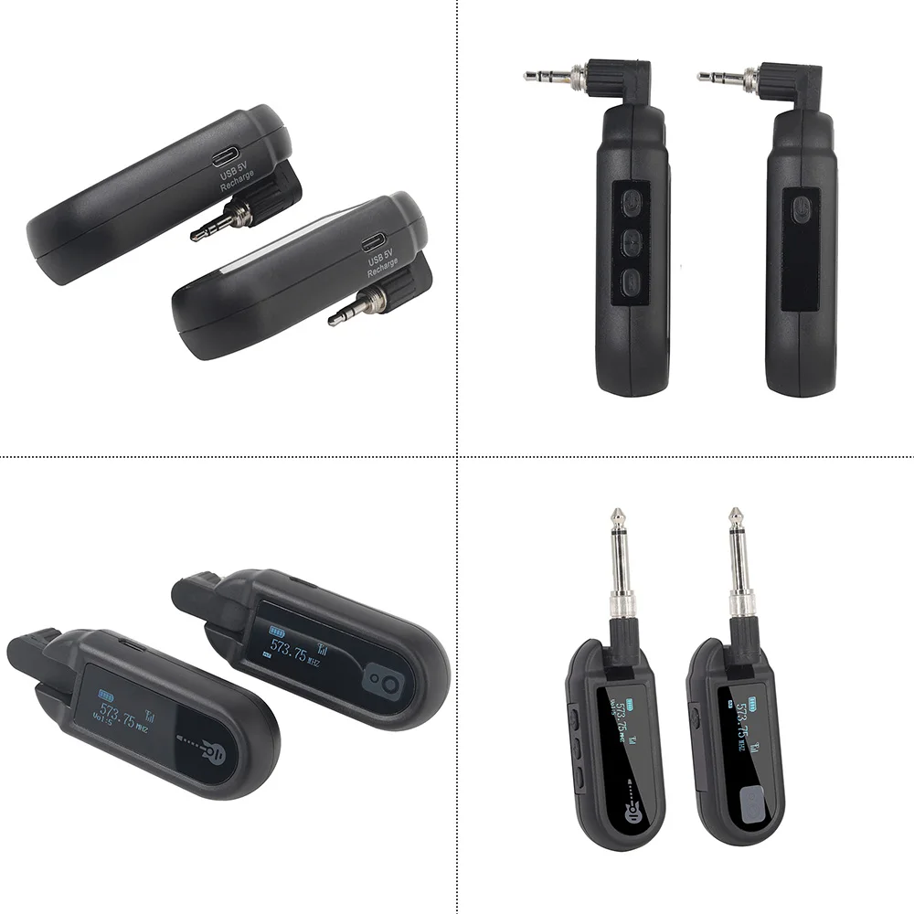 Wireless Guitar System Rechargeable Guitar Transmitter Receiver Set UHF Adjustable Volume for 6.35mm and 3.5mm