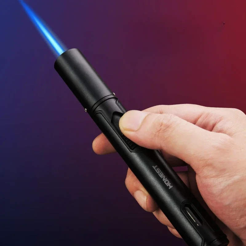 HONEST-Windproof Metal Torch for Men Refillable Pen Lighter Jet Flame Butane Lighter Kitchen BBQ Camping Men's Gadget bbq lighter butane gas lighter