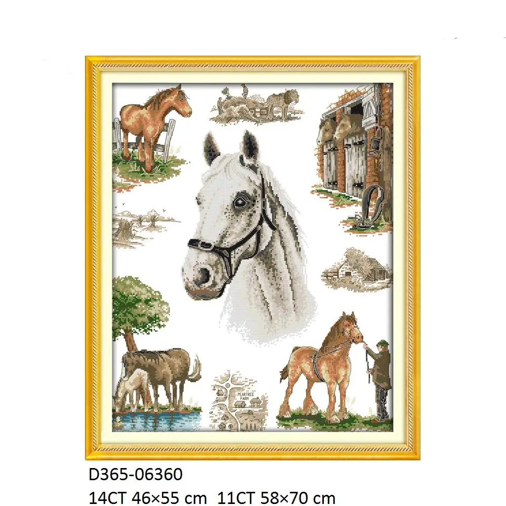 Domesticated Animal Cross Stitch, Horse, Tiger, Elephant, Giraffes, Herding Dog, D365, D536, D601, D602, D603, D720, D816
