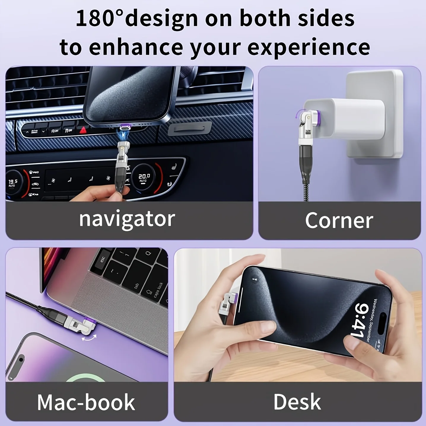 240W 9핀 마그네틱 OTG 어댑터 PD3.0 180 ° 회전식 USB C 고속 충전 컨버터 (아이폰 17 프로 맥스, 맥북, 삼성용)