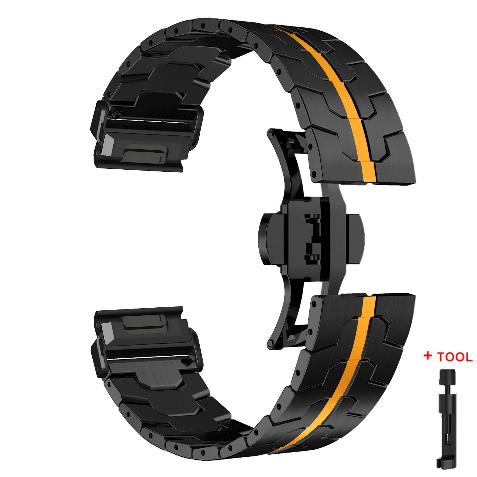 Premium Titanium Color Stainless Steel QuickFit Metal Watch Strap Replacement