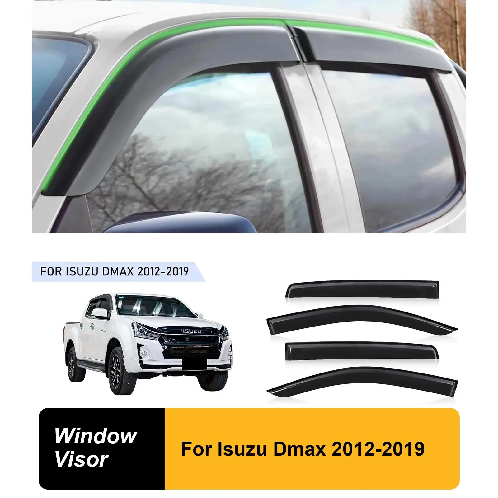 

4pcs /Set Weather Shields Window Visor Weathershield FOR ISUZU DMAX 2012-2019 Window Deflector Double Cabin 4X4 Car Accessories
