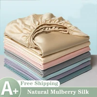 Mulberry Silk Fitted Bed Sheet with Elastic Bands Luxury Mattress Cover