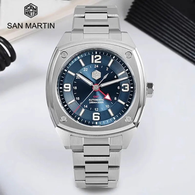 

San Martin GMT Vintage Mens Diver Watch Sapphire Crystal 10Bar Waterproof Sports BGW-9 Luminous Men Automatic Mechanical Watches