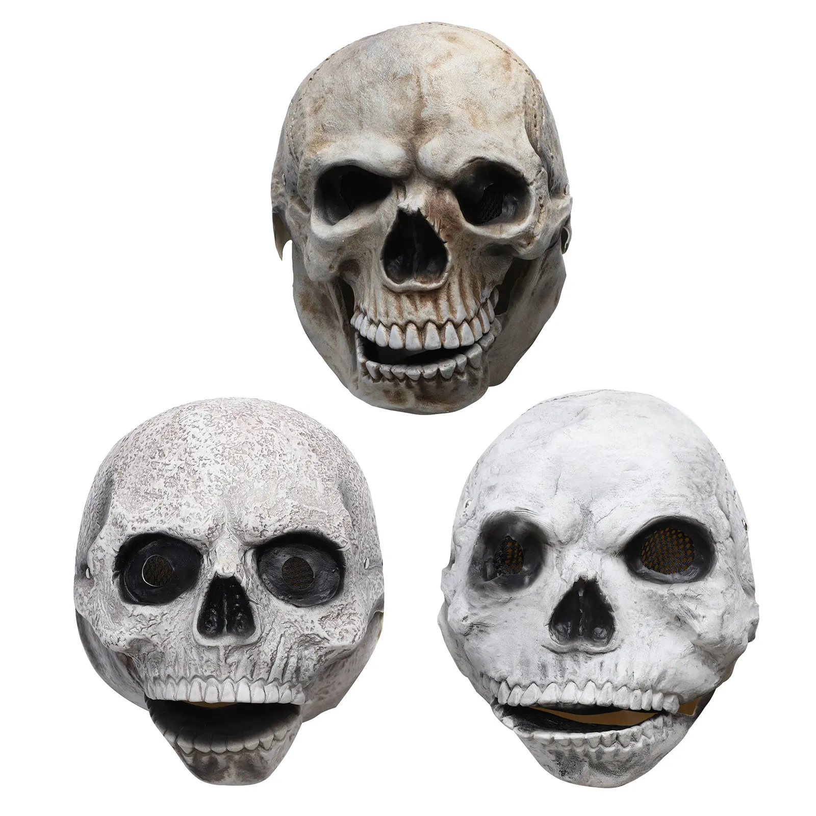 

Skull Mask Scary Moving Jaw Open Mouth Head Mask Creepy Latex Adult Face Masks Horror Halloween Cosplay Party Easter Decora Prop