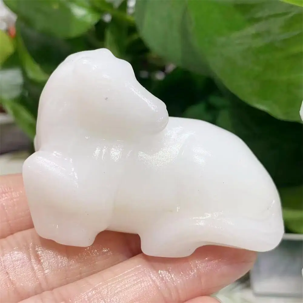 

Natural White Marble Jade Horse Carving Statue Carved Crafts Animal Polished Healing Figurine Home Ornament DIY Gift