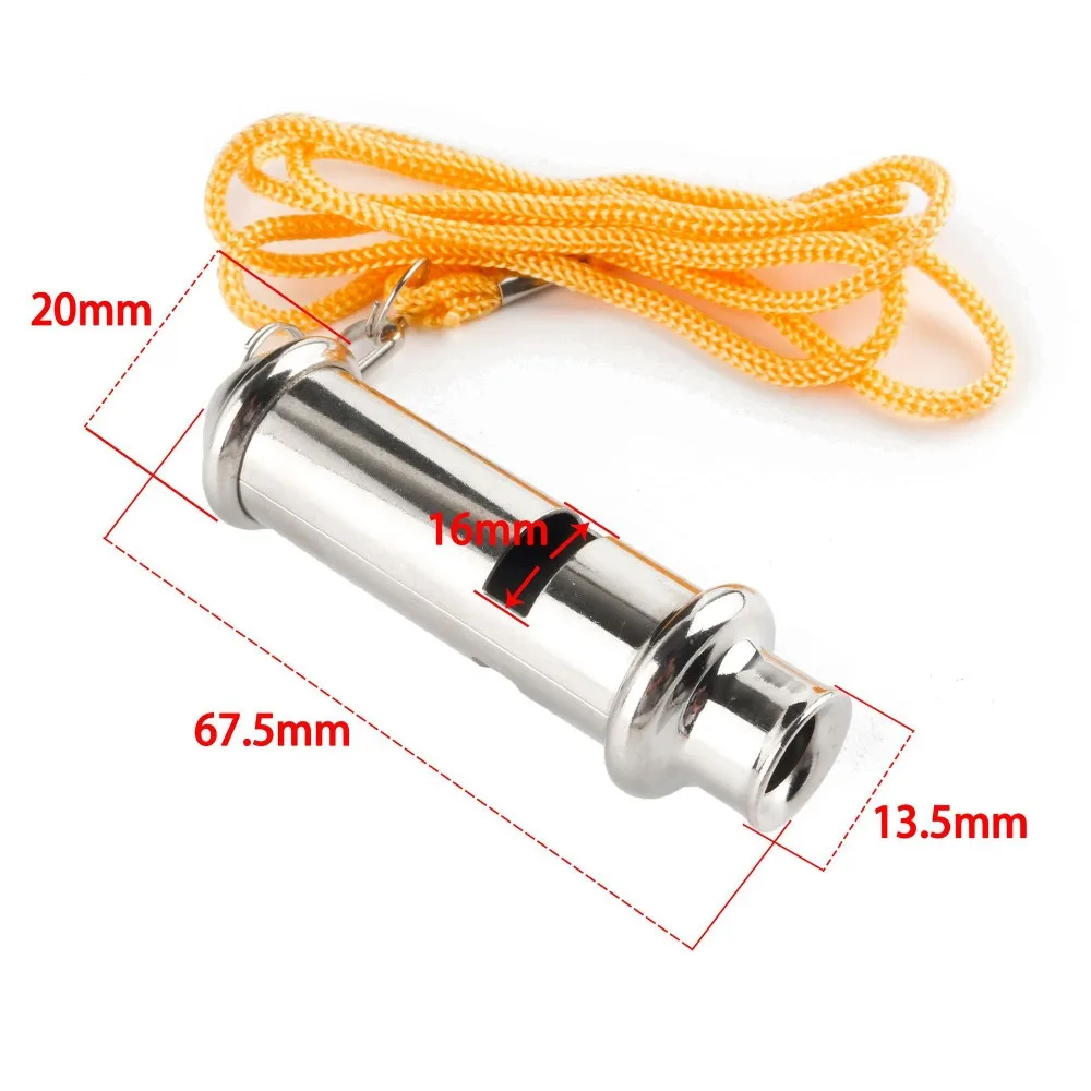 Metal Whistle With Neck Chain Stainless Steel Lanyard Police Whistle High Frequency Outdoor
