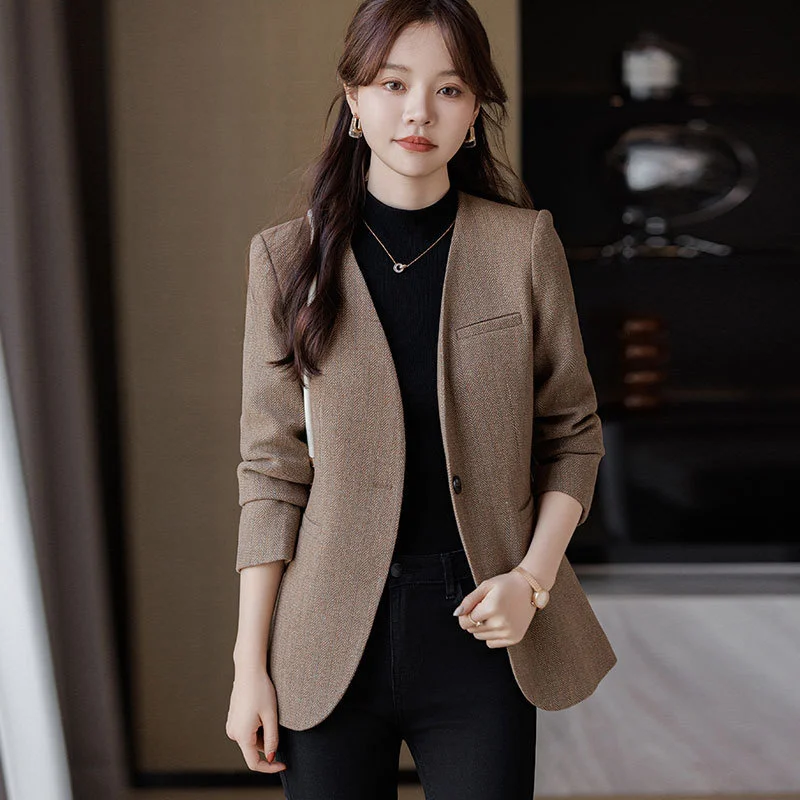 Blazer Femme Décontracté MINTLIMIT - Manches Longues, 95% Polyester 5% Élasthanne, Poches, Fermeture Bouton - Bureau, Daily