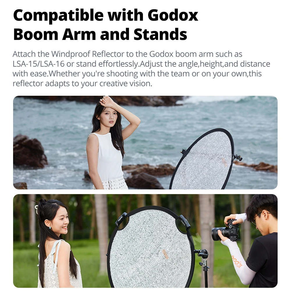 Godox W-RFT 55/80/130cm Collapsible Windproof Reflector Board Folding Photo Studio Light Diffuser Disc for Outdoor Photography
