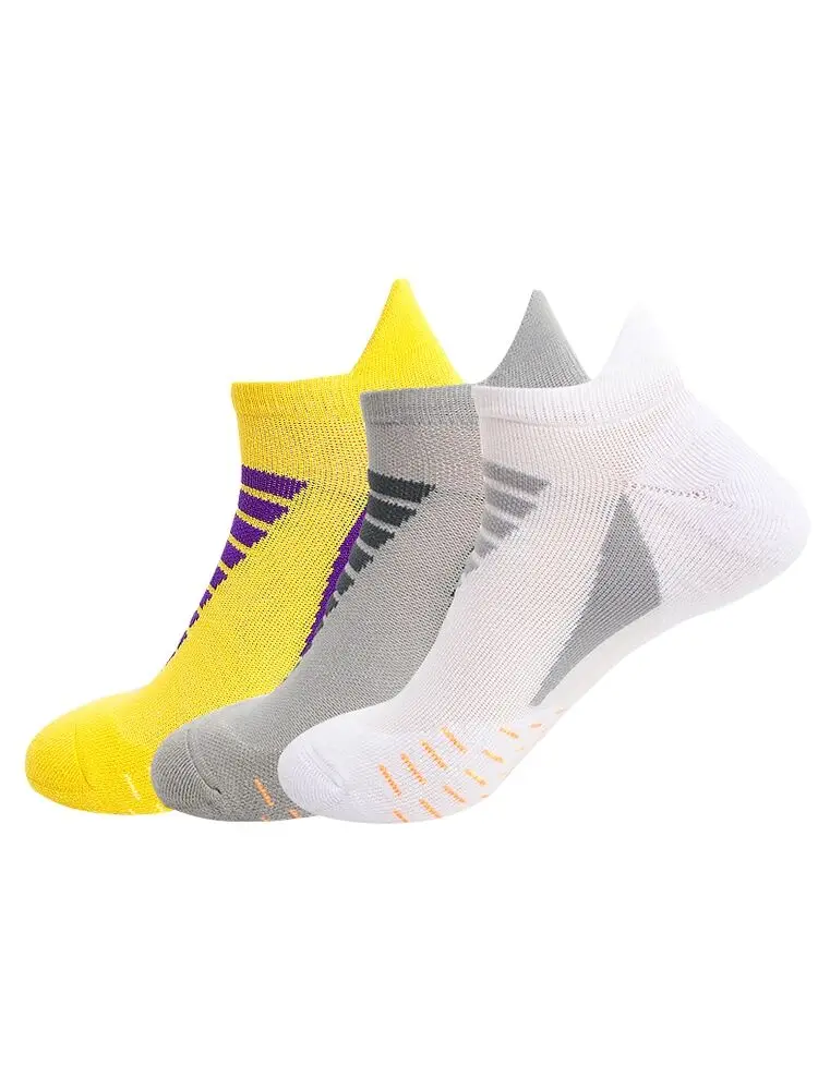 3 Pairs/Set Of Professional Men's Sports Socks Colorful Warm Running Wear-Resistant Shock Absorbing Comfortable Boat Socks NEW