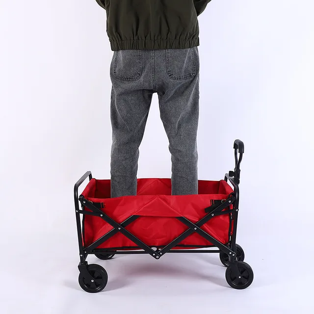 Összecsukható, Összecsukható Kültéri Közüzemi Kocsi, Nagy Teherbírású Kerti Kosár Feletti Kerekekkel És Táskával Vásárláshoz - Image 4