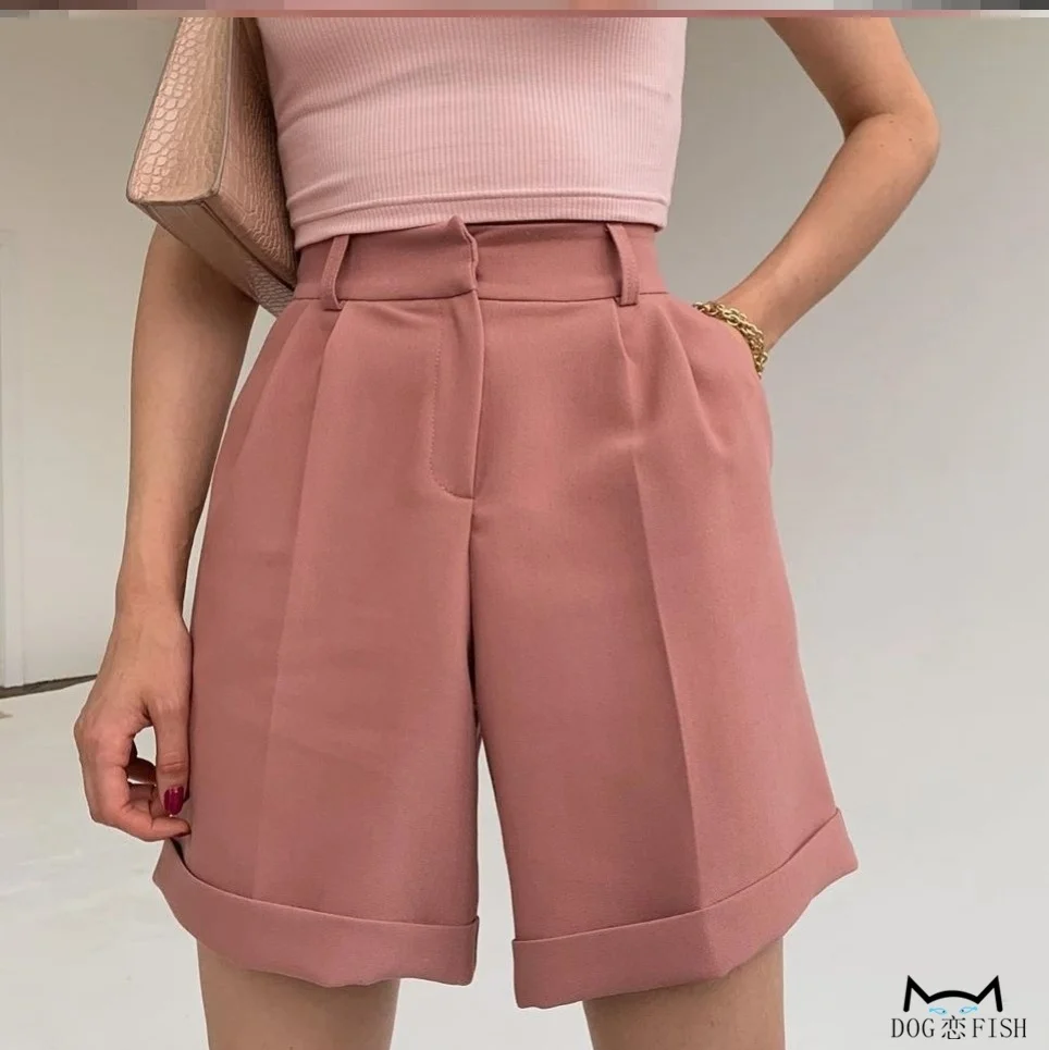 Harajuku Wide Leg Casual Shorts Women High Waist Half Long OL Shorts Summer Students Loose Knee-Length Streetwear Shorts Office