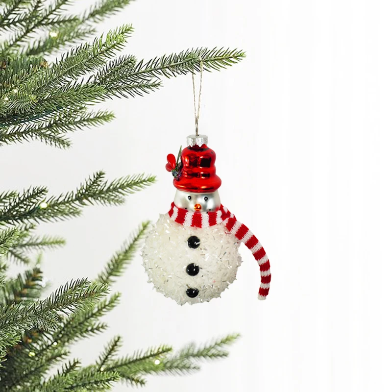 Christmas Santa Claus Pendant Glass Snowman Ornaments