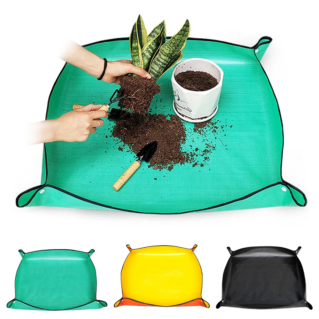 

1PCS Square Planting Mat 32CM-50CM Gardening Potting Pad Foldable Garden Plant Flower Pot Transplanting Waterproof Mats