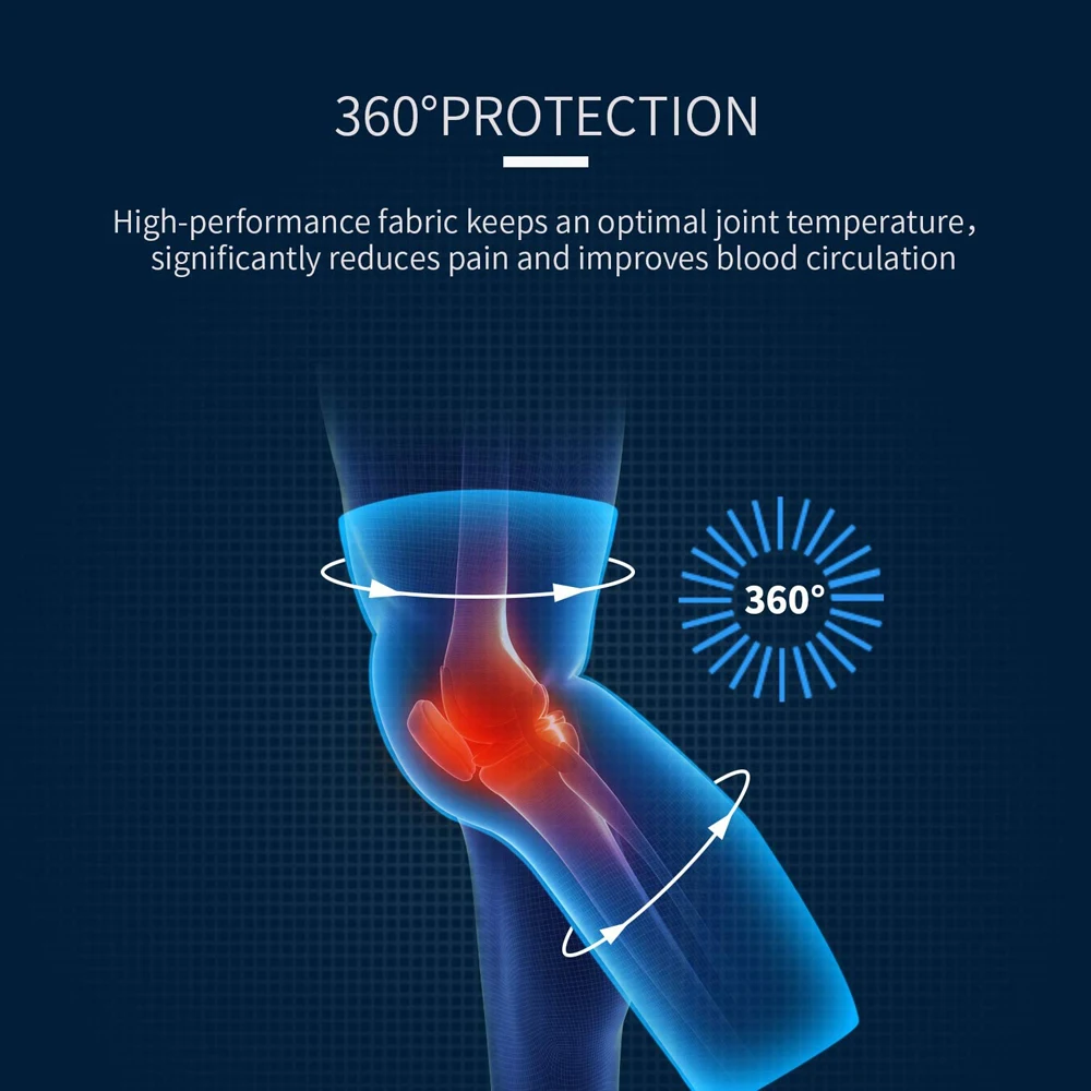 BraceTop Anti-Slip Lengthen Knee Pad Long Leg Sleeve Bandage Compression Knee Brace Running Sports Warmth Elastic Protector leg compression sleeves