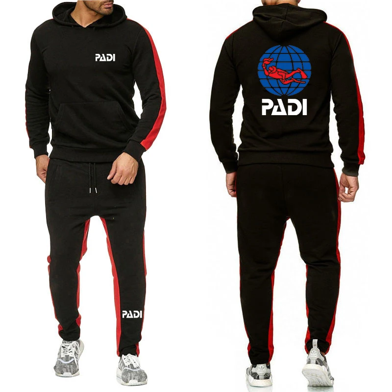 

2023 New Men's Scuba Driver Padi Printing Fashion Hoodie High Quality Solid Color Long Sleeve Tracksuit + Casual Sweatpants Suit