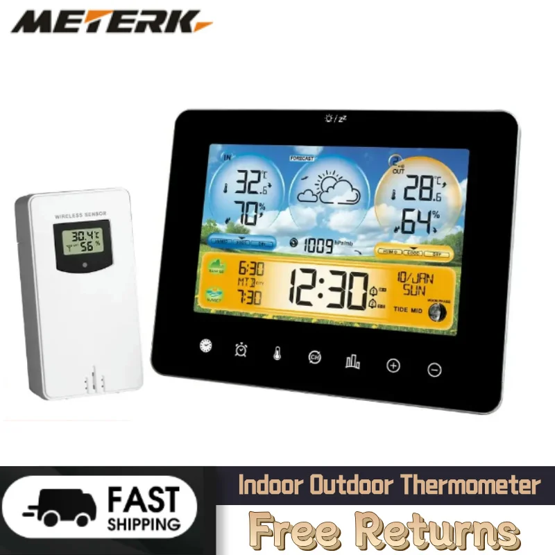 

Метеостанция для дома и улицы, термометр с дистанционными датчиками и сенсорным цветным экраном, инструменты для прогнозирования погоды